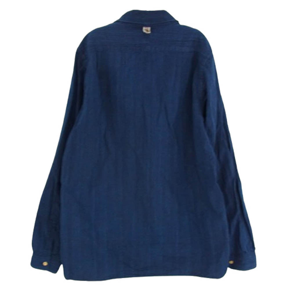 VISVIM ビズビム 16SS 0116105011017 LONG RIDER SHIRT L/S COTTON LINEN ロングライダー コットン リネン 長袖 シャツ ネイビー系 1【中古】