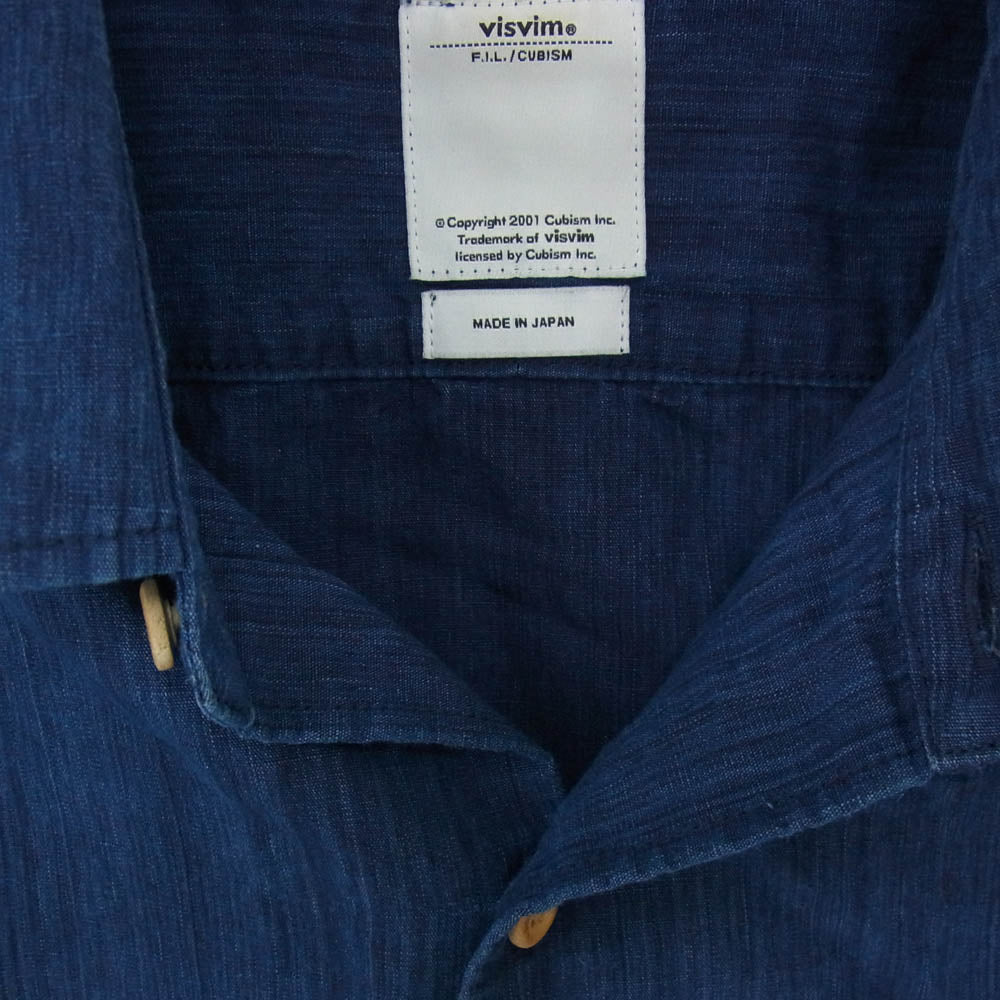 VISVIM ビズビム 16SS 0116105011017 LONG RIDER SHIRT L/S COTTON LINEN ロングライダー コットン リネン 長袖 シャツ ネイビー系 1【中古】