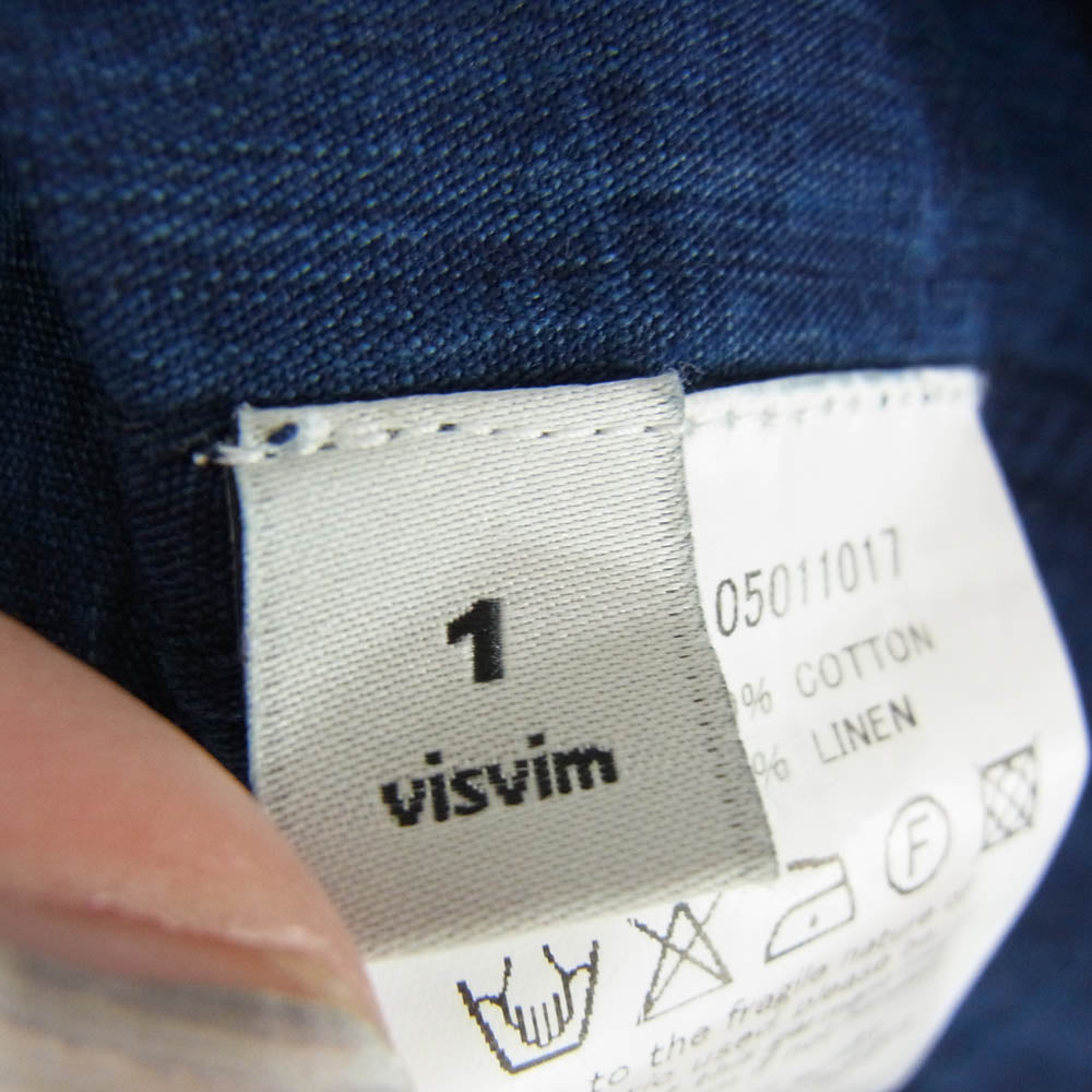 VISVIM ビズビム 16SS 0116105011017 LONG RIDER SHIRT L/S COTTON LINEN ロングライダー コットン リネン 長袖 シャツ ネイビー系 1【中古】