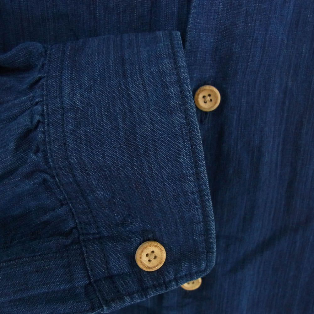 VISVIM ビズビム 16SS 0116105011017 LONG RIDER SHIRT L/S COTTON LINEN ロングライダー コットン リネン 長袖 シャツ ネイビー系 1【中古】
