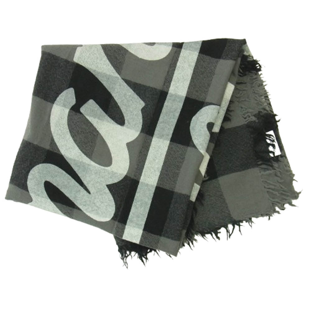 HUMAN MADE ヒューマンメイド 22AW WOOL STOLE チェック ウール ハートロゴ 大判 ストール マフラー ブラック系 グレー系【中古】