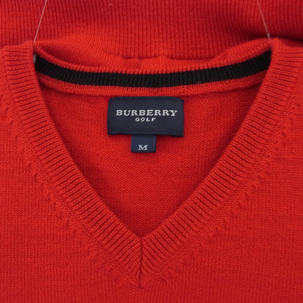 BURBERRY バーバリー BFT50-110-16 GOLF 刺繍 ロゴ Vネック セーター レッド系 M【中古】