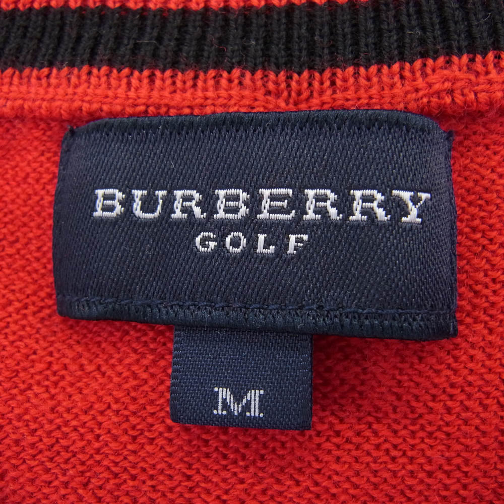 BURBERRY バーバリー BFT50-110-16 GOLF 刺繍 ロゴ Vネック セーター レッド系 M【中古】
