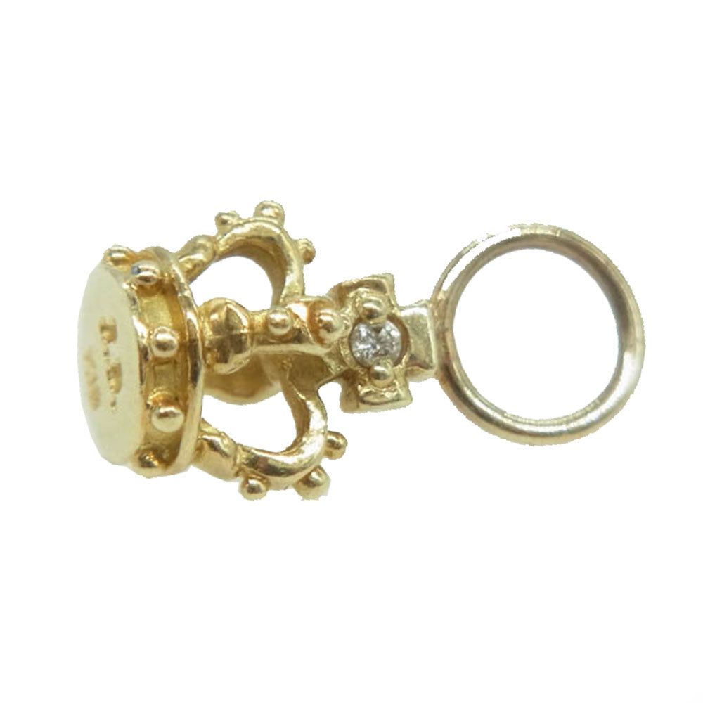 Justin Davis ジャスティンデイビス K18 クラウンモチーフ ラインストーン チャーム ゴールド系【中古】