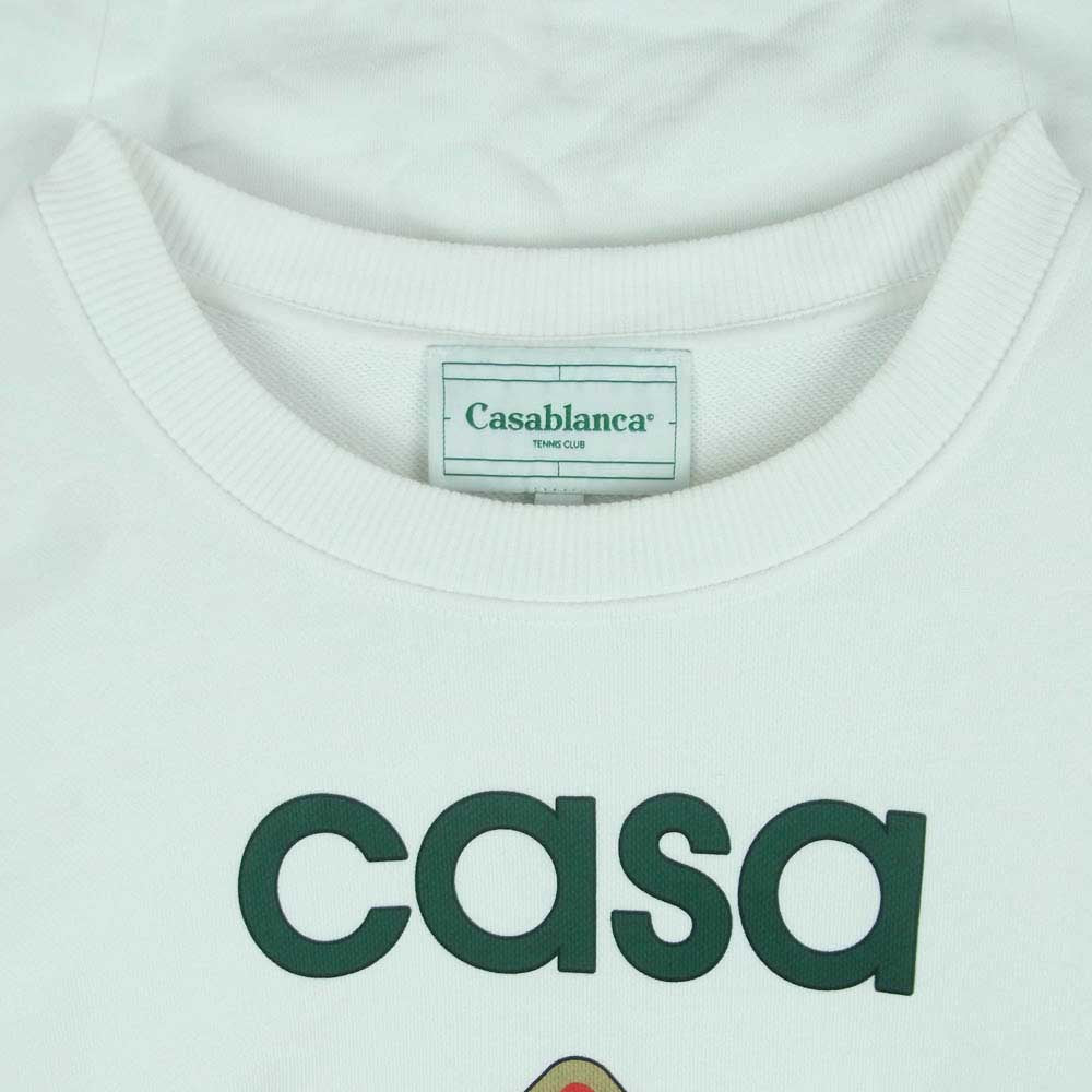 カサブランカ 23SS CASABLANCA23SS-8 グラフィックプリント クルーネック スウェット トレーナー ホワイト系 XL【中古】