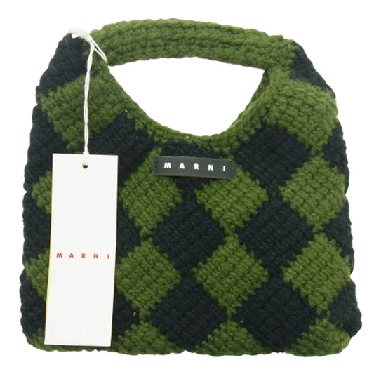 MARNI マルニ M00995 DIAMOND CROCHET ダイヤモンドクロシェットハンドバッグ カーキ系 ブラック系【美品】【中古】