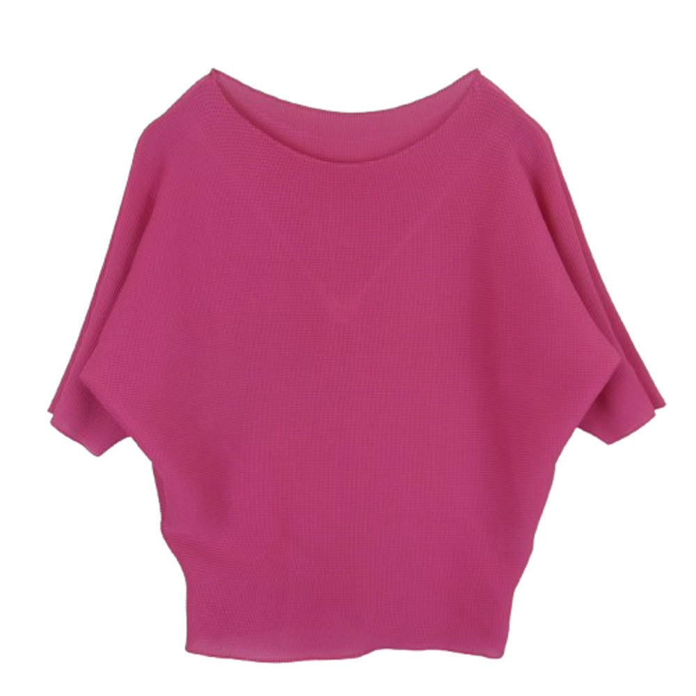 ISSEY MIYAKE イッセイミヤケ MI163FK128 メッシュプリーツ加工 カットソー トップス フィリピン製 ピンク系【中古】