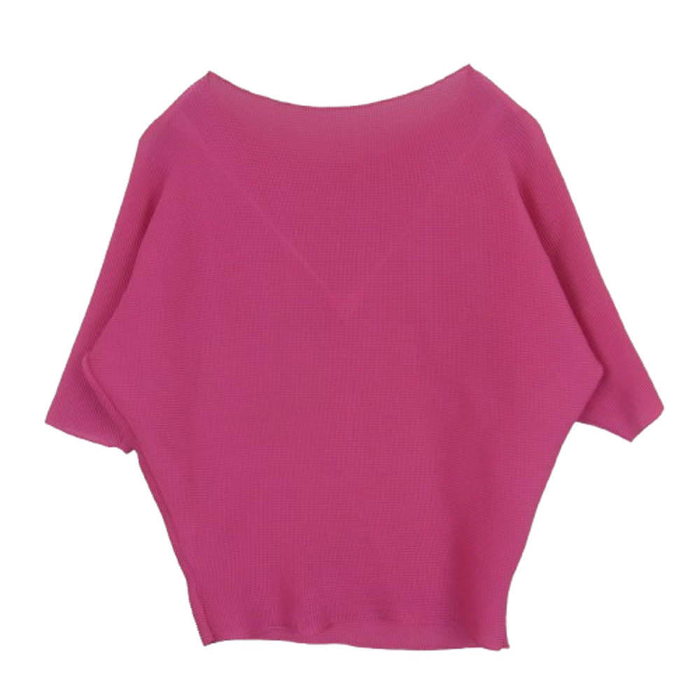 ISSEY MIYAKE イッセイミヤケ MI163FK128 メッシュプリーツ加工 カットソー トップス フィリピン製 ピンク系【中古】