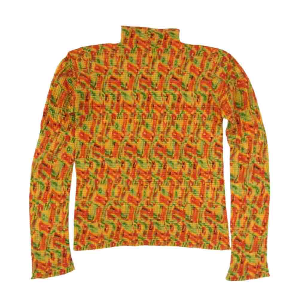 ISSEY MIYAKE イッセイミヤケ IM24FJ504 WHITE LABEL ホワイトレーベル プリーツ加工 ボトルネック 総柄 長袖 カットソー Tシャツ マルチカラー系 2【中古】