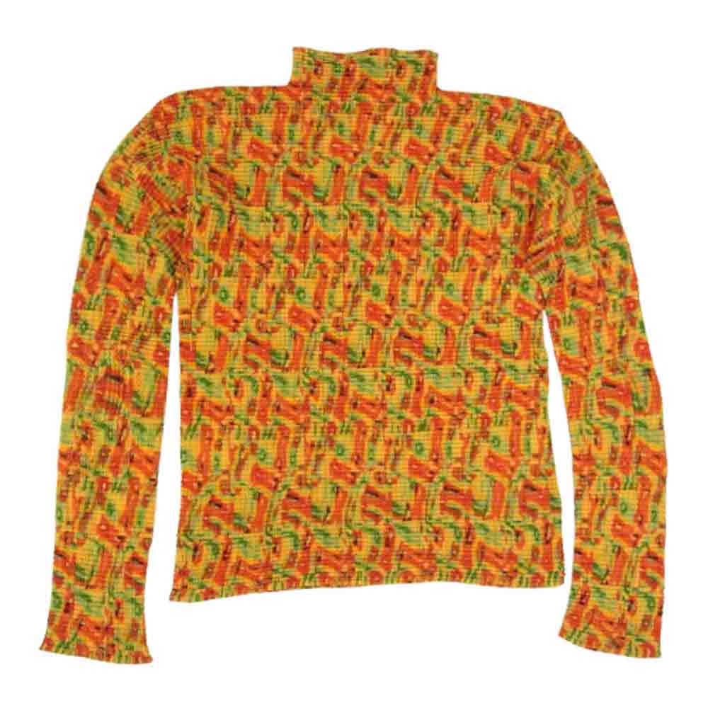 ISSEY MIYAKE イッセイミヤケ IM24FJ504 WHITE LABEL ホワイトレーベル プリーツ加工 ボトルネック 総柄 長袖 カットソー Tシャツ マルチカラー系 2【中古】