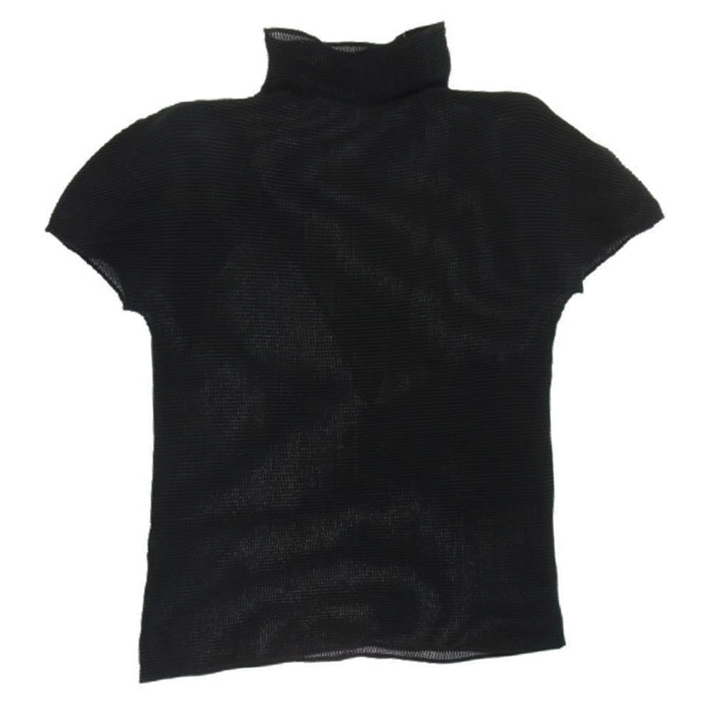 ISSEY MIYAKE イッセイミヤケ MI55FK105 me ミー プリーツ加工 ボトルネック 半袖 カットソー Tシャツ ブラック ブラック系【中古】