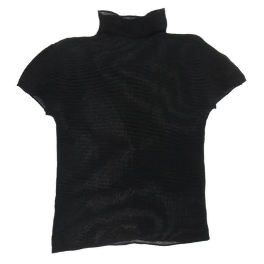ISSEY MIYAKE イッセイミヤケ MI55FK105 me ミー プリーツ加工 ボトルネック 半袖 カットソー Tシャツ ブラック ブラック系【中古】