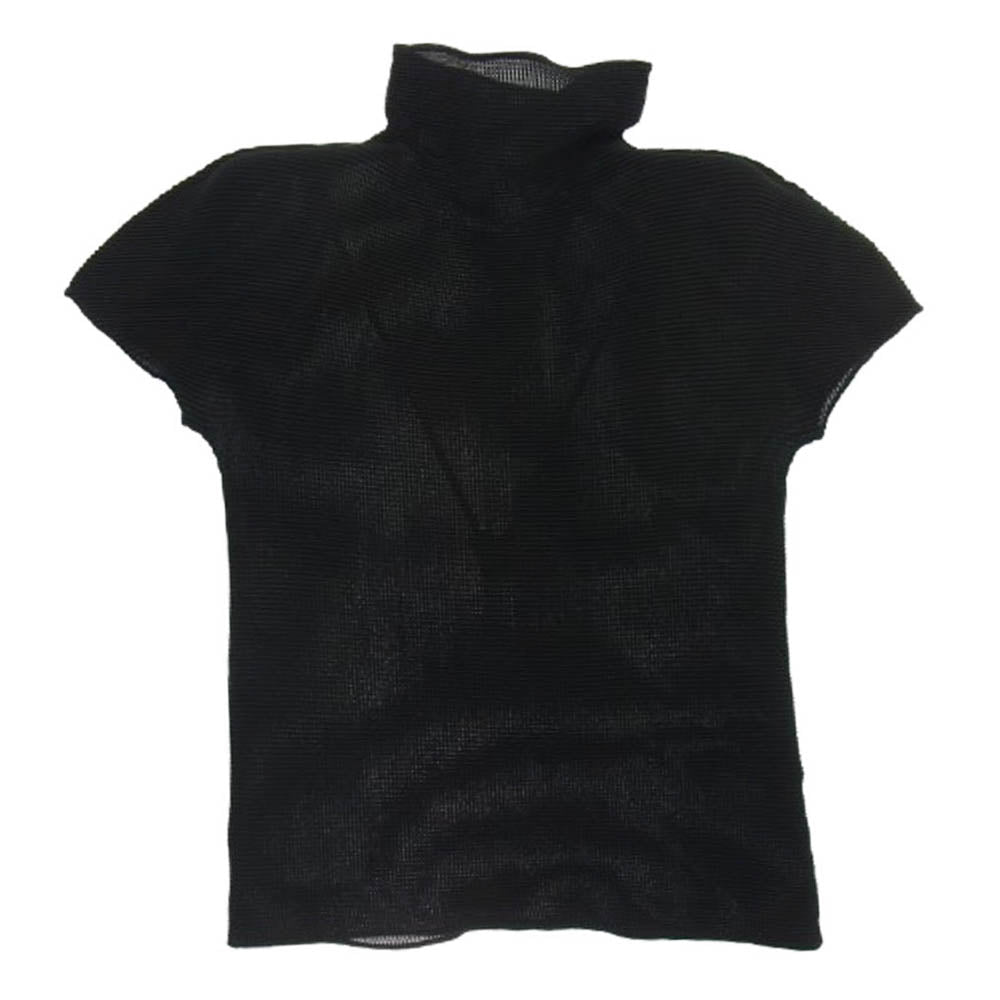 ISSEY MIYAKE イッセイミヤケ MI55FK105 me ミー プリーツ加工 ボトルネック 半袖 カットソー Tシャツ ブラック ブラック系【中古】