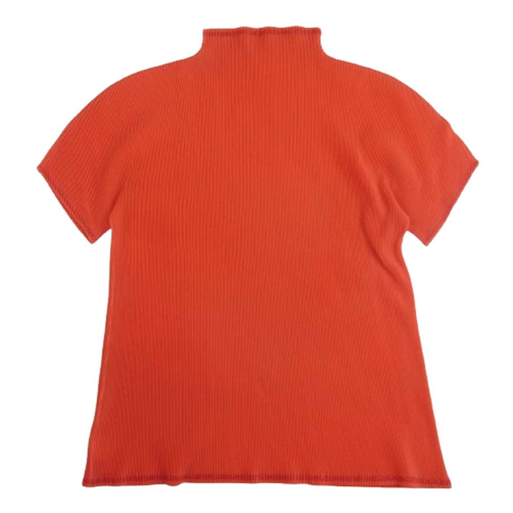 PLEATS PLEASE プリーツプリーズ イッセイミヤケ PP21-FK308 細プリーツ加工 チューブネック ボトルネック 半袖 カットソー Tシャツ レッド系 3【中古】