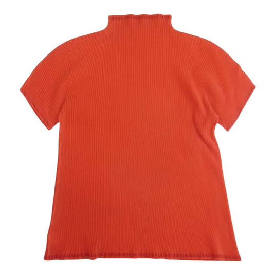 PLEATS PLEASE プリーツプリーズ イッセイミヤケ PP21-FK308 細プリーツ加工 チューブネック ボトルネック 半袖 カットソー Tシャツ レッド系 3【中古】