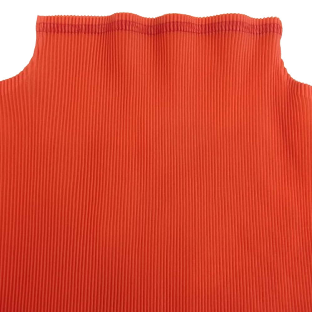 PLEATS PLEASE プリーツプリーズ イッセイミヤケ PP21-FK308 細プリーツ加工 チューブネック ボトルネック 半袖 カットソー Tシャツ レッド系 3【中古】