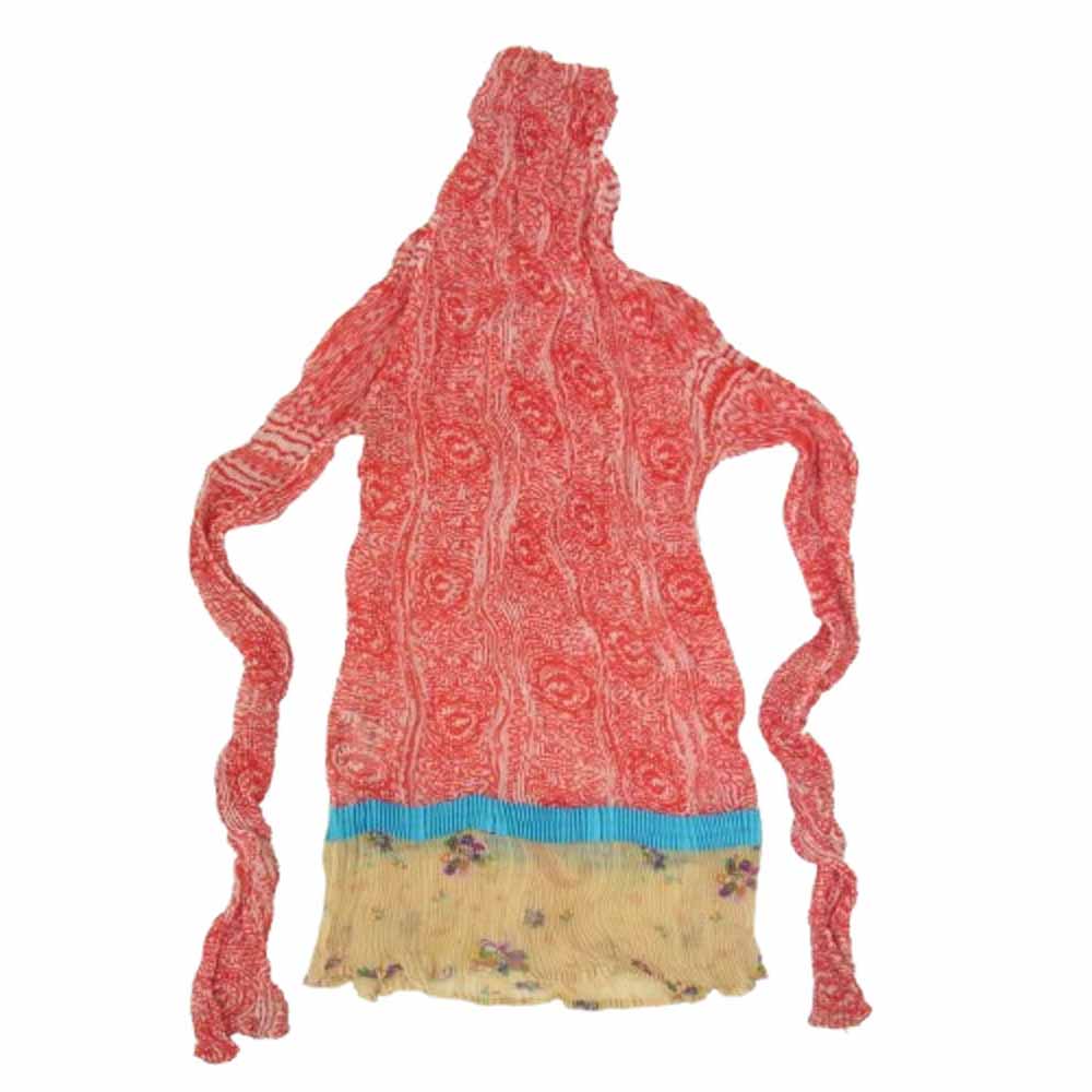 ISSEY MIYAKE イッセイミヤケ IF52FJ283 FETE ウェーブプリーツ加工 総柄 ハイネック 長袖 カットソー レッド系 2【中古】