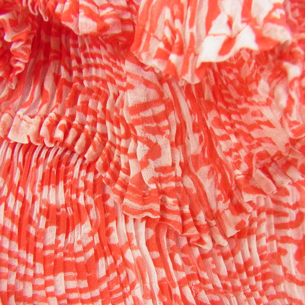 ISSEY MIYAKE イッセイミヤケ IF52FJ283 FETE ウェーブプリーツ加工 総柄 ハイネック 長袖 カットソー レッド系 2【中古】