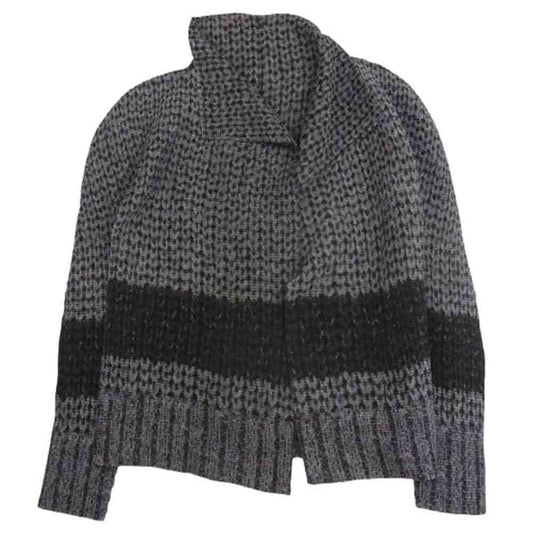 ISSEY MIYAKE イッセイミヤケ MI41FO131 me ミー ニット転写 ボタンレス カーディガン ジャケット ブラック系【中古】