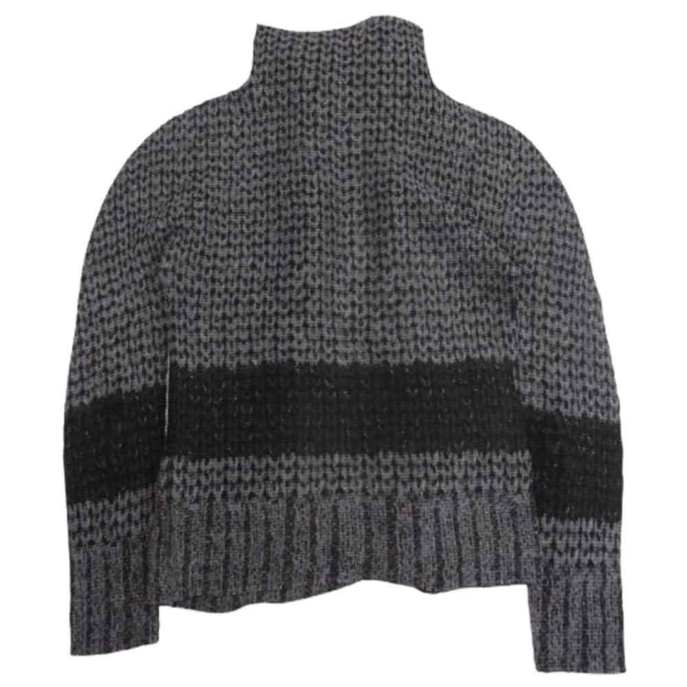 ISSEY MIYAKE イッセイミヤケ MI41FO131 me ミー ニット転写 ボタンレス カーディガン ジャケット ブラック系【中古】