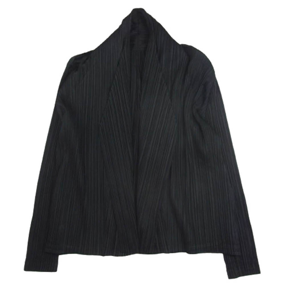 PLEATS PLEASE プリーツプリーズ イッセイミヤケ PP71-J0122 プリーツ加工 ショールカラー カーディガン ジャケット ブラック系 3【中古】