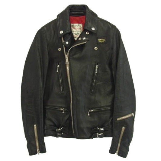Lewis Leathers ルイスレザー Lightning Sheep ライトニング シープスキン レザー ダブル ライダース ジャケット ブラック系 32【中古】