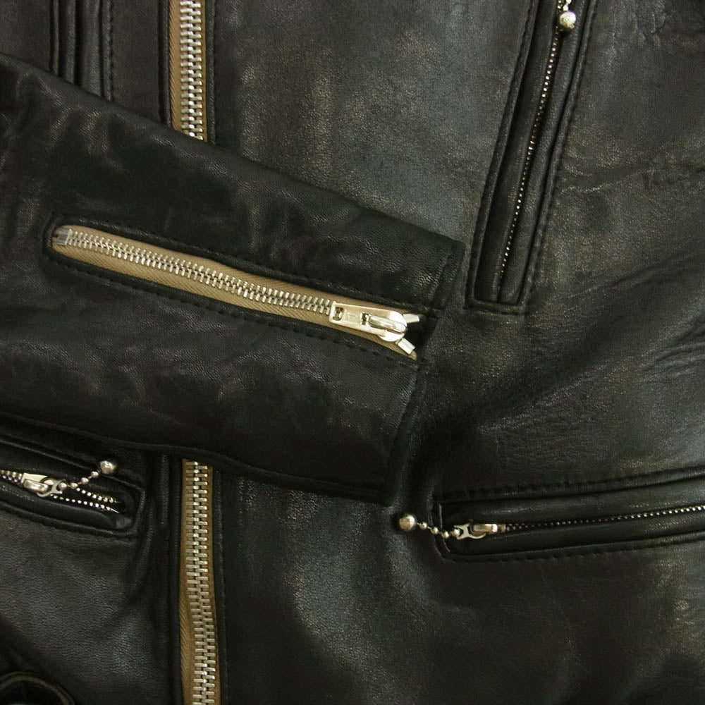 Lewis Leathers ルイスレザー Lightning Sheep ライトニング シープスキン レザー ダブル ライダース ジャケット ブラック系 32【中古】