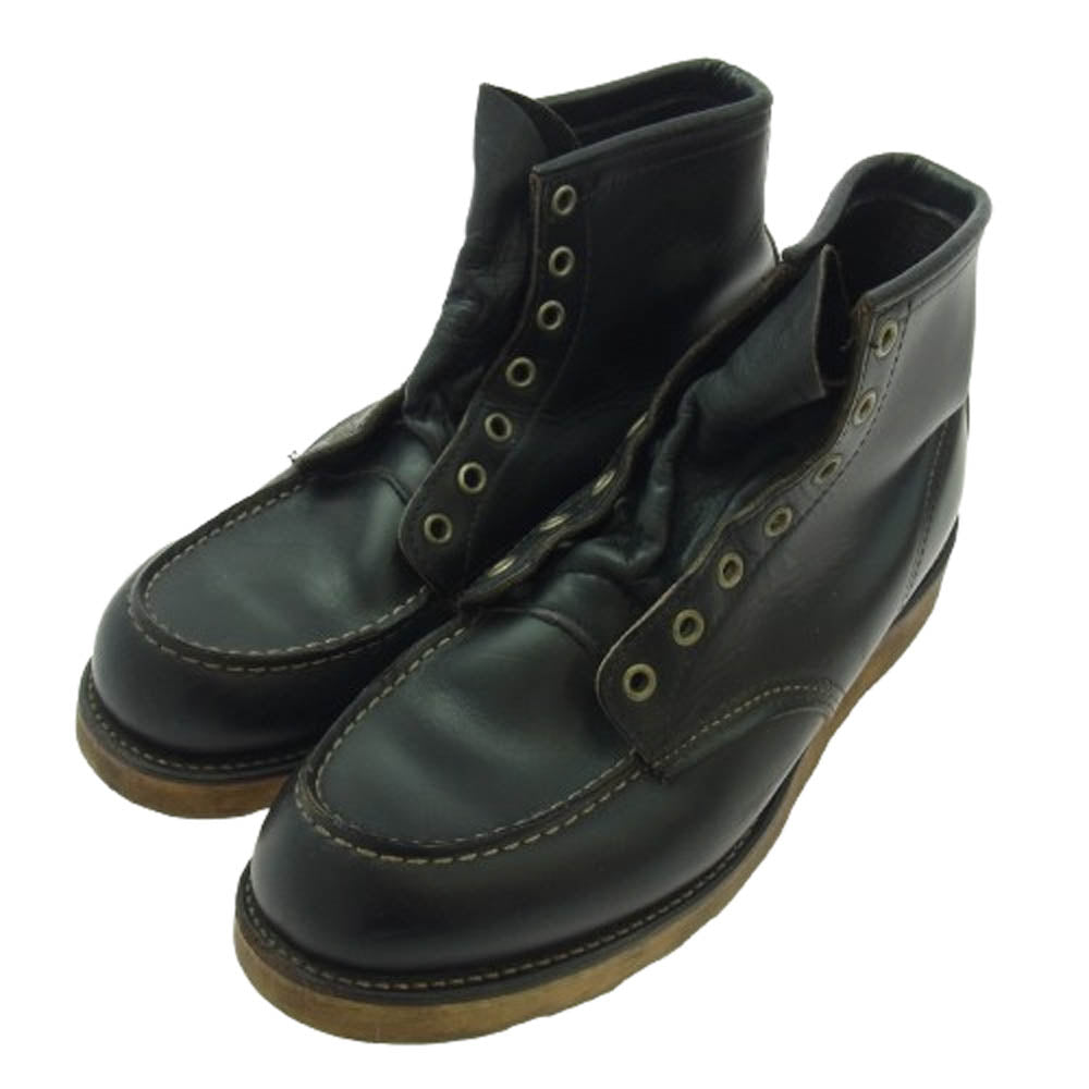 RED WING レッドウィング 8130 90's～00's USA製 刺繍羽タグアイリッシュセッター モックトゥ レザーブーツ ブラック系 9.5【中古】