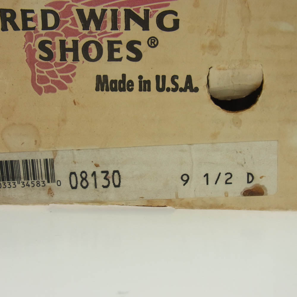 RED WING レッドウィング 8130 90's～00's USA製 刺繍羽タグアイリッシュセッター モックトゥ レザーブーツ ブラック系 9.5【中古】