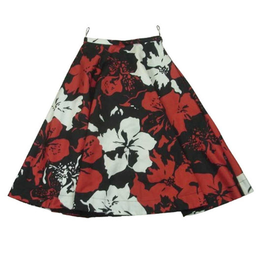 ヌメロヴェントゥーノ 20P-C123-5241 フラワー 総柄 フレア スカート イタリア製 ブラック系 レッド系 ホワイト系 38【中古】