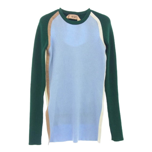 ヌメロヴェントゥーノ ドッキング ニット セーター ライトブルー系 グリーン系 40【中古】