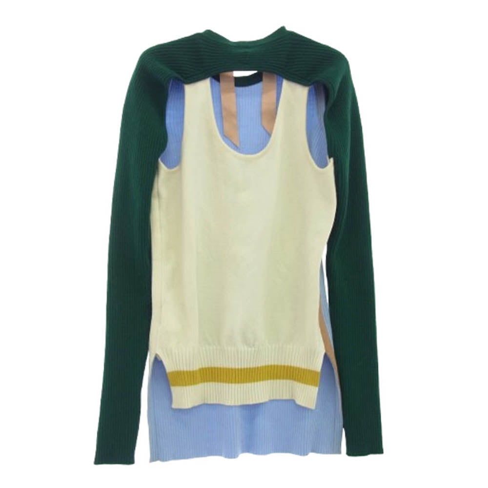 ヌメロヴェントゥーノ ドッキング ニット セーター ライトブルー系 グリーン系 40【中古】