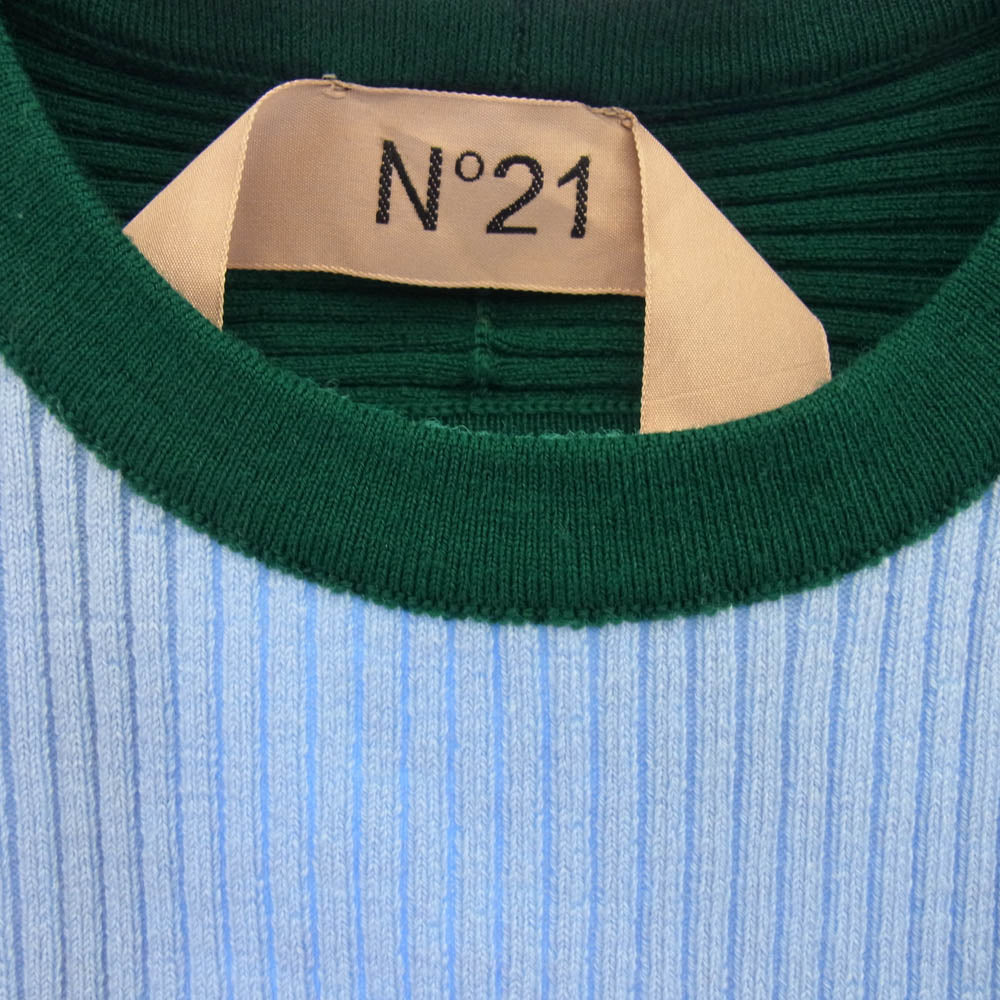 ヌメロヴェントゥーノ ドッキング ニット セーター ライトブルー系 グリーン系 40【中古】