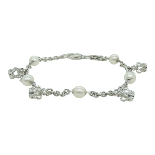 Justin Davis ジャスティンデイビス SBJ027 CoCo Bracelet ココ クラウンモチーフ パール ブレスレット シルバー系【中古】
