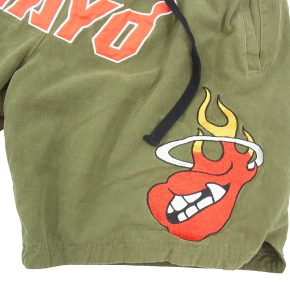 メイヨー 22MY-PT22 HEAVEN Embroidery Shorts ヘヴン エンブロイダリー ショーツ ショート ハーフ スウェット パンツ カーキ系 M【中古】