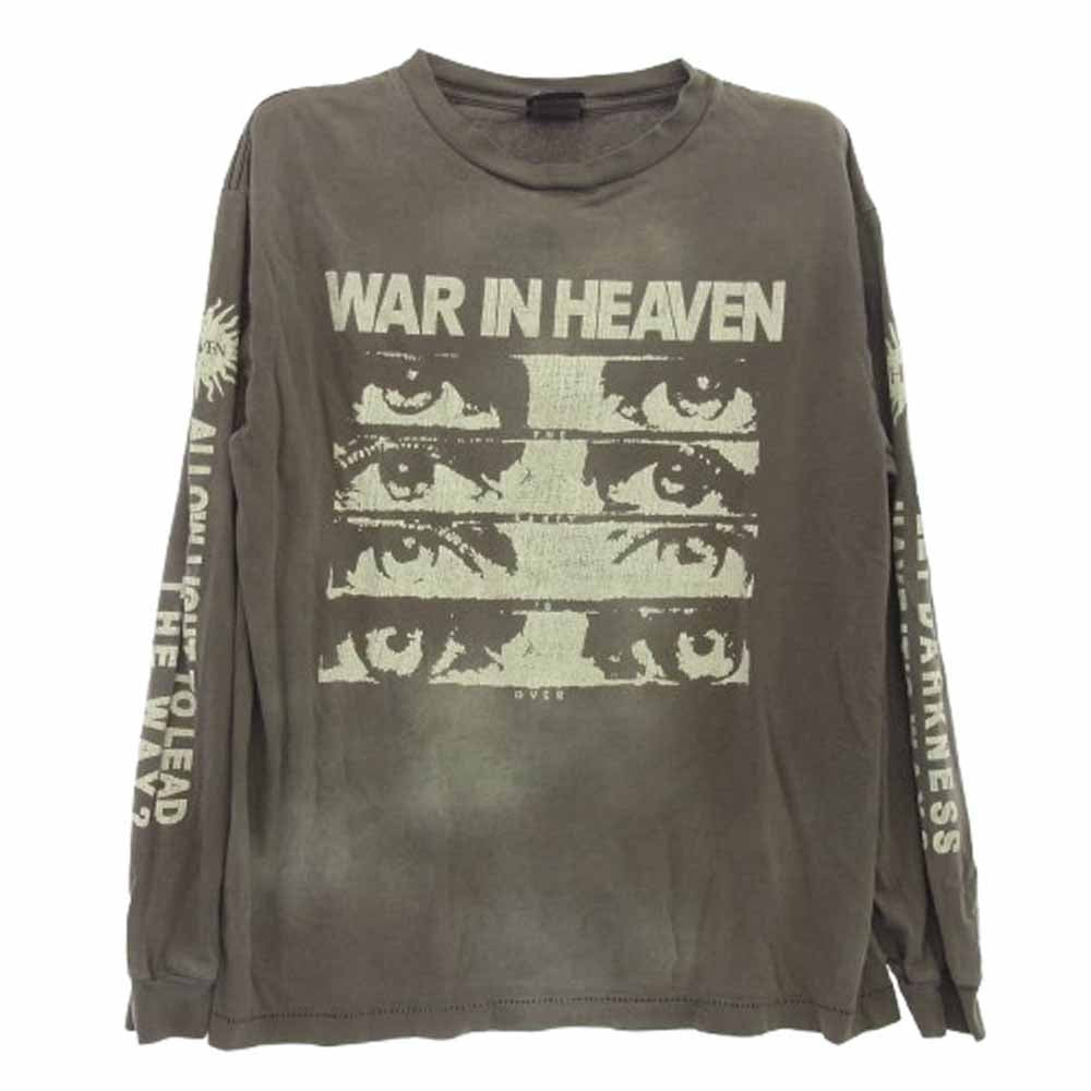 SAINT MICHAEL セントマイケル 21AW SM-A21-0000-024 EYES WIH L/S TEE アイズ プリント 長袖 ロングスリーブ Tシャツ カットソー ロンＴ チャコール系 L【中古】