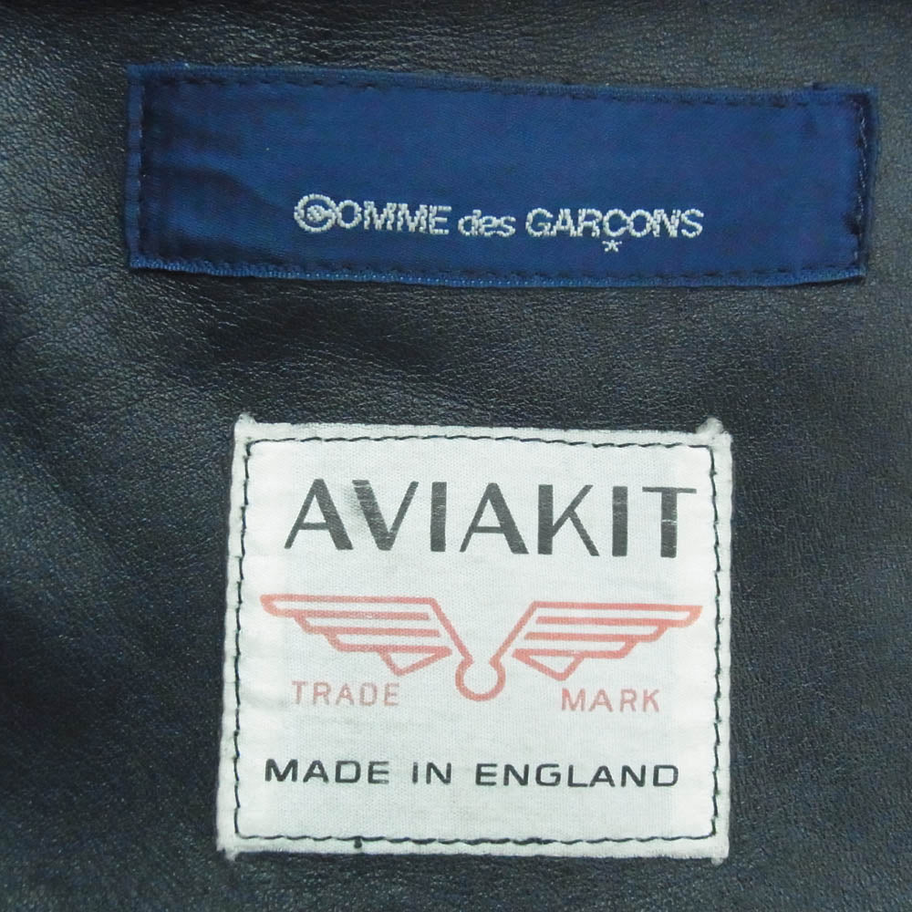 COMME des GARCONS コムデギャルソン KO-K001 Lewis Leathers ルイスレザー ヴィンテージ加工 LIVE FREE WITH STRONG WILL レザー トートバッグ ブラック系【中古】