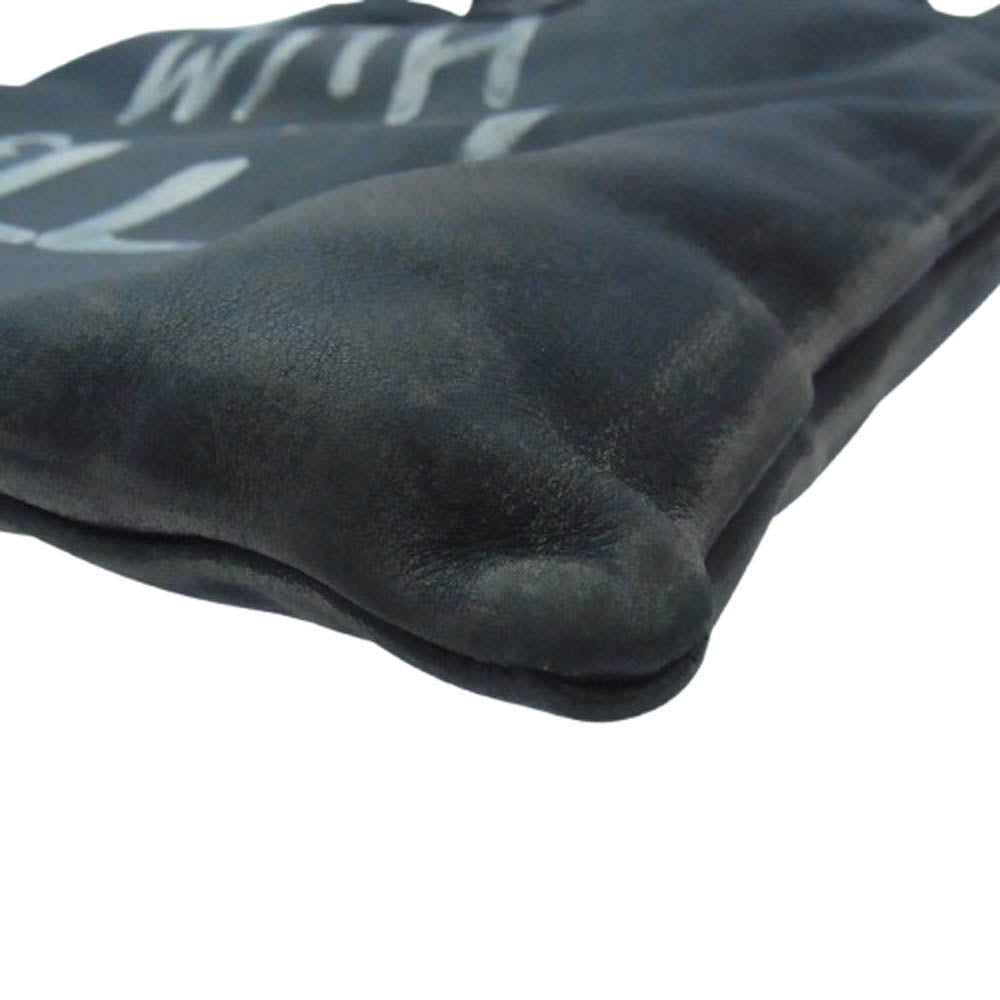 COMME des GARCONS コムデギャルソン KO-K001 Lewis Leathers ルイスレザー ヴィンテージ加工 LIVE FREE WITH STRONG WILL レザー トートバッグ ブラック系【中古】