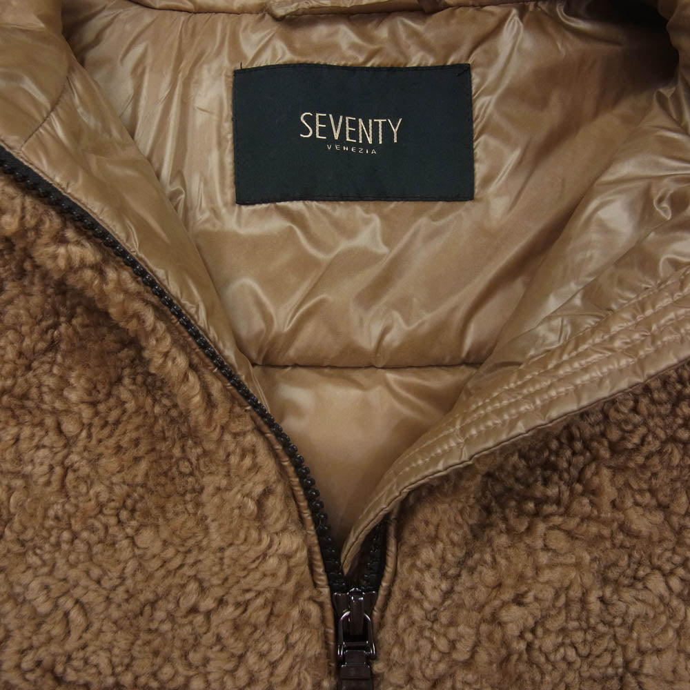 セブンティ ボアフリース切替 ダウンベスト ブラウン系 L【中古】