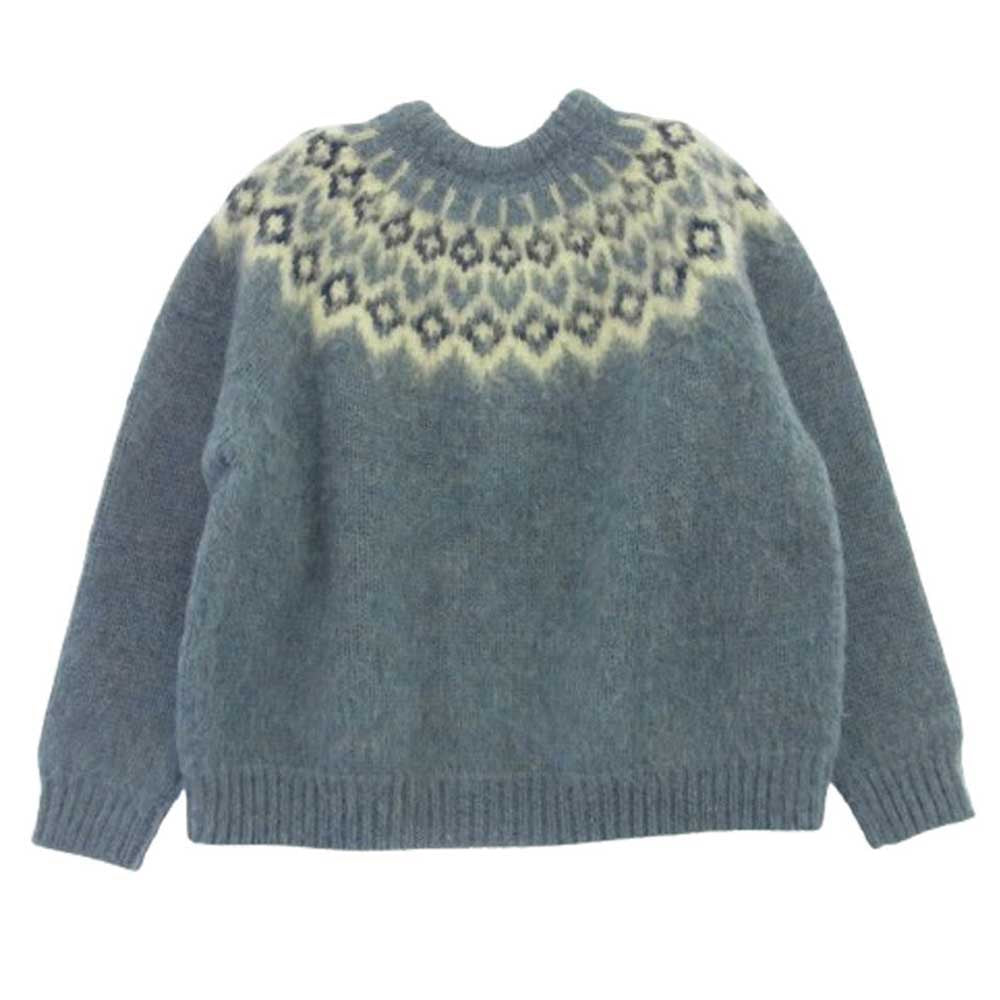 CELINE セリーヌ 2AD301200 ノルディック フェアアイル柄 ウール クルーネック ニット セーター ライトブルー系 M【新古品】【未使用】【中古】