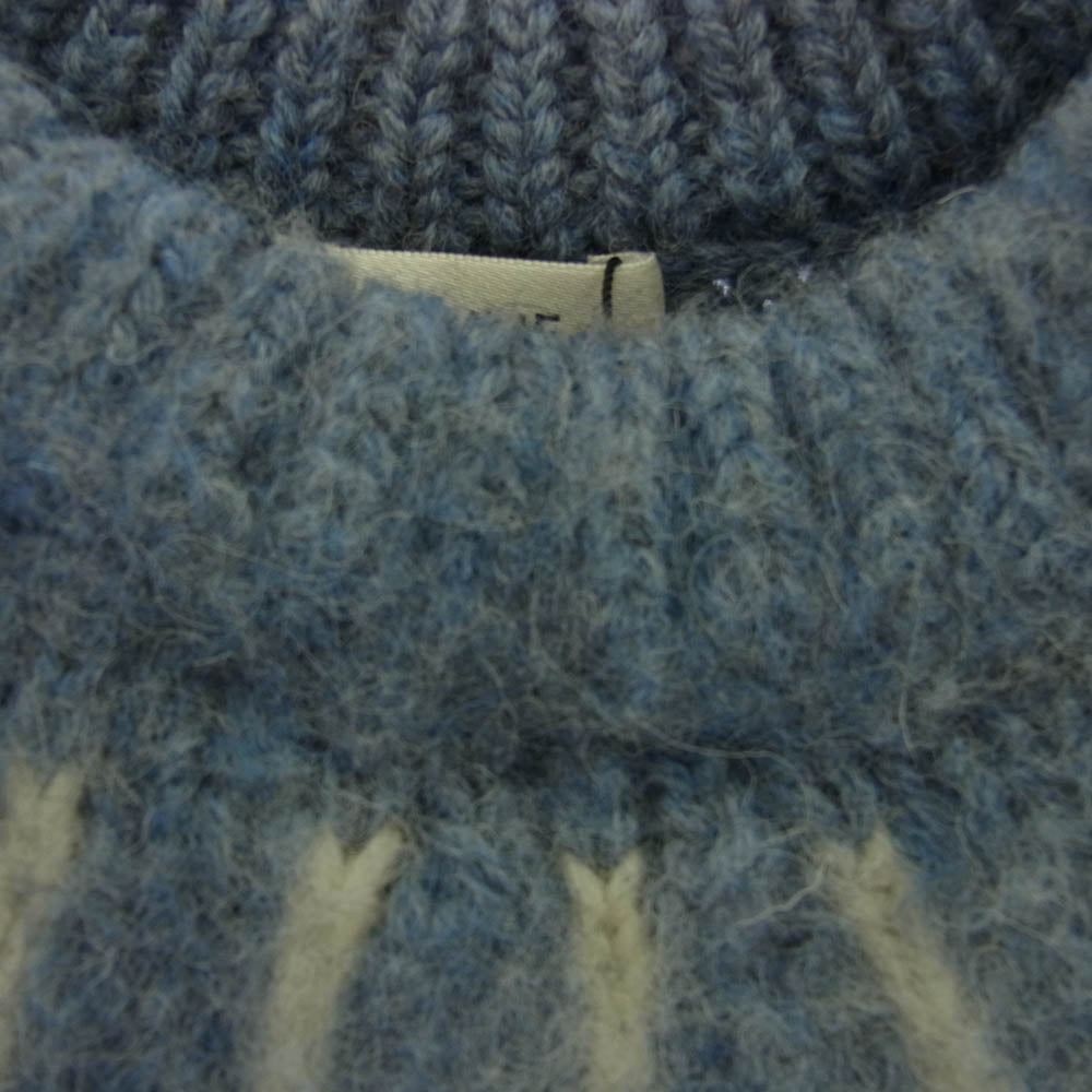 CELINE セリーヌ 2AD301200 ノルディック フェアアイル柄 ウール クルーネック ニット セーター ライトブルー系 M【新古品】【未使用】【中古】