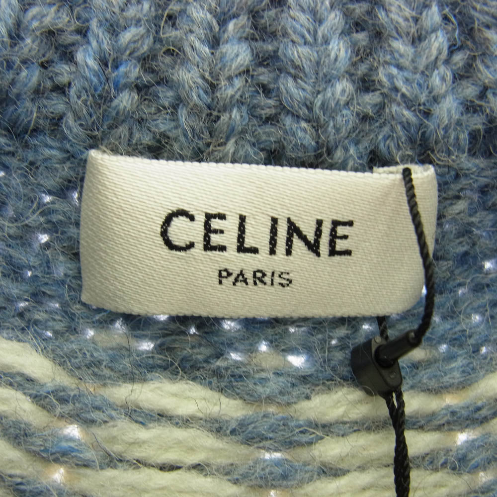 CELINE セリーヌ 2AD301200 ノルディック フェアアイル柄 ウール クルーネック ニット セーター ライトブルー系 M【新古品】【未使用】【中古】