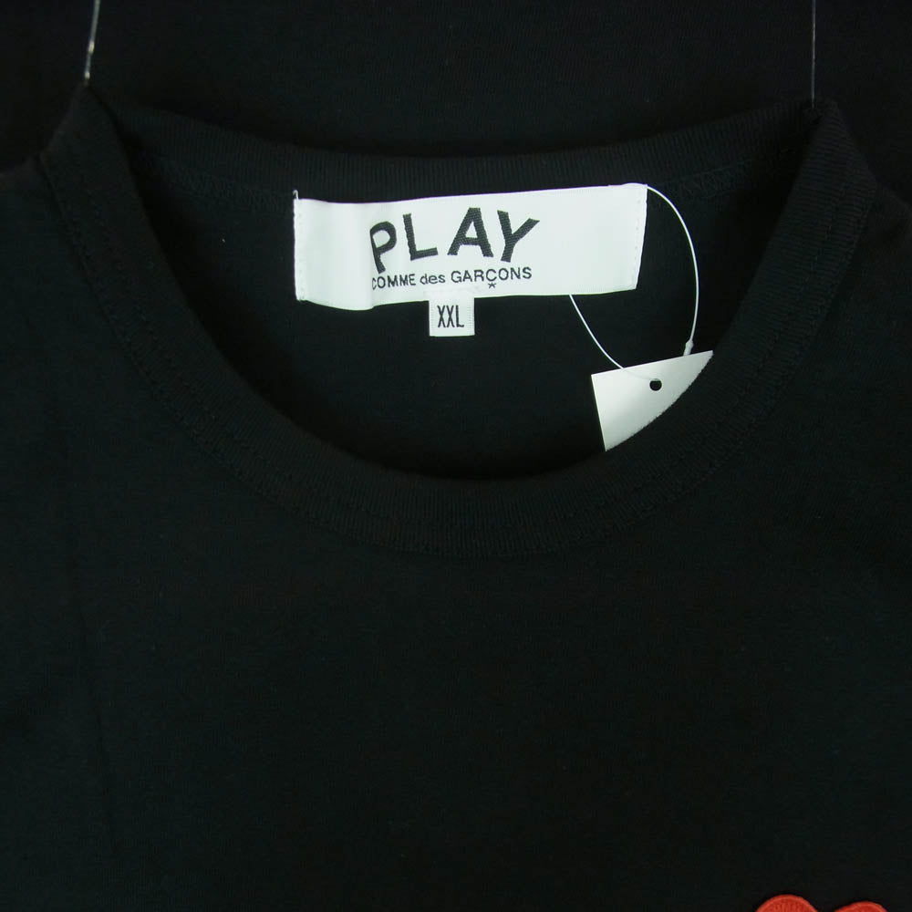 PLAY COMME des GARCONS プレイコムデギャルソン AX-T118 2024年モデル ハートロゴワッペン クルーネック 長袖 Tシャツ カットソー ブラック系 XXL【新古品】【未使用】【中古】