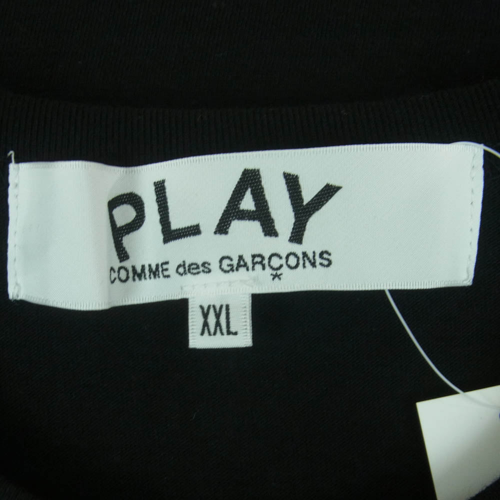 PLAY COMME des GARCONS プレイコムデギャルソン AX-T118 2024年モデル ハートロゴワッペン クルーネック 長袖 Tシャツ カットソー ブラック系 XXL【新古品】【未使用】【中古】