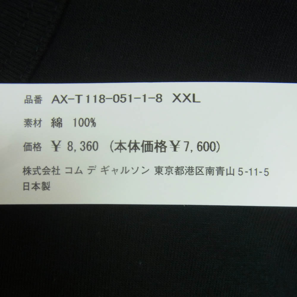 PLAY COMME des GARCONS プレイコムデギャルソン AX-T118 2024年モデル ハートロゴワッペン クルーネック 長袖 Tシャツ カットソー ブラック系 XXL【新古品】【未使用】【中古】