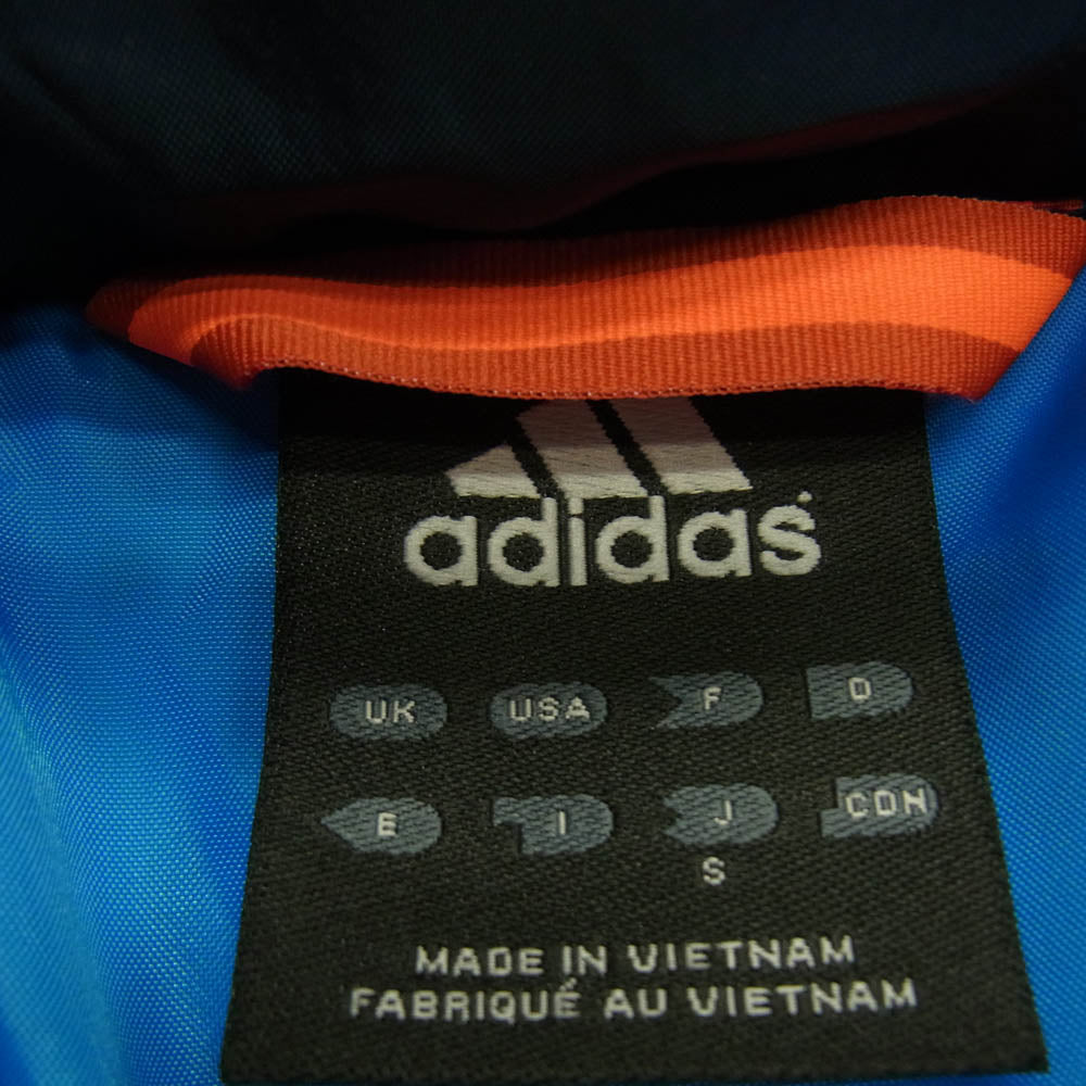 adidas アディダス X55971 3ストライプ サイドライン フーデッド ダウンジャケット ネイビー系 S【中古】