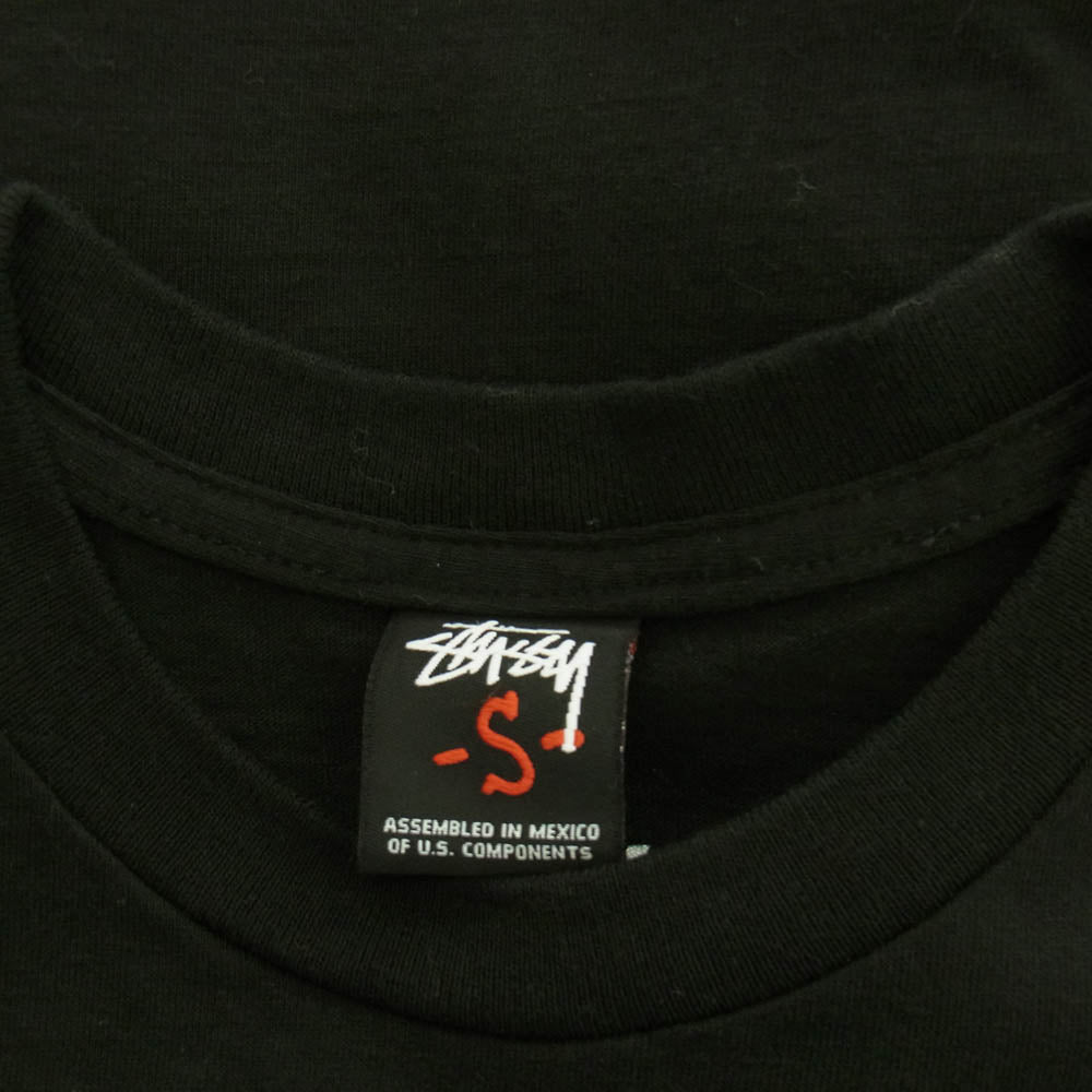 STUSSY ステューシー OLD SKOOL STILL KICK INIT スプレー缶 プリント クルーネック 半袖 Tシャツ ブラック系 S【中古】