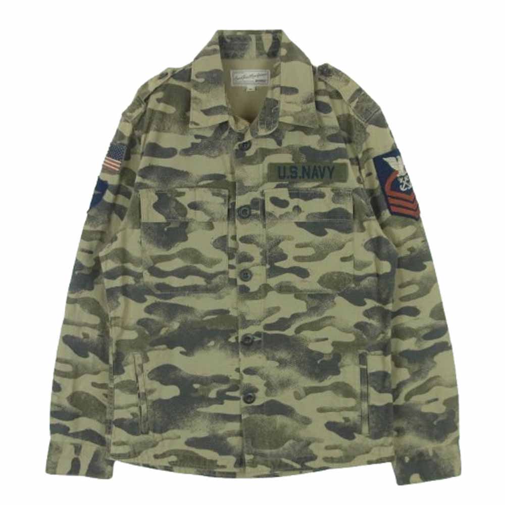 AVIREX アヴィレックス 6165100 カモ柄 ミリタリー 長袖 シャツ ジャケット コットン 中国製 カーキ系 M【中古】