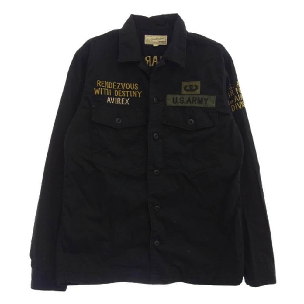 AVIREX アヴィレックス 6175147 スーベニア シャツ 刺繍 ミリタリー シャツ ブラック系 M【中古】