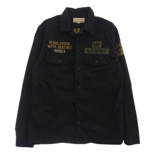 AVIREX アヴィレックス 6175147 スーベニア シャツ 刺繍 ミリタリー シャツ ブラック系 M【中古】